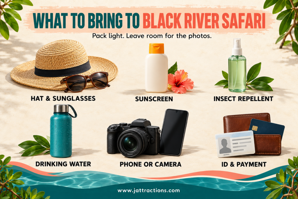list of things to bring to black river safari in St Elizabeth in Jamaica